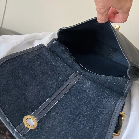 PRICE FIRM! RARE NAVY Vintage COACH Leather Crescent Saddle Bag (pre-serial no.) - Picture 9 of 16